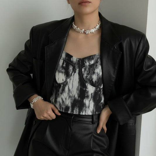 Laevie Aurelia Biwa Pearl Choker & Bracelet Set