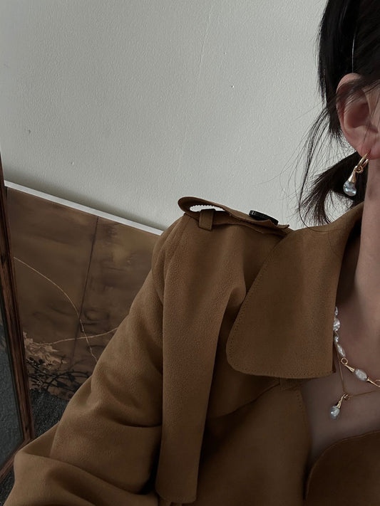 Laevie Athena Baroque Pearl Drop Hoop Earrings