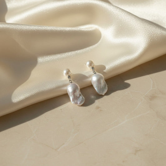 Laevie Elara Baroque Pearl Drop earrings in S925 Silver