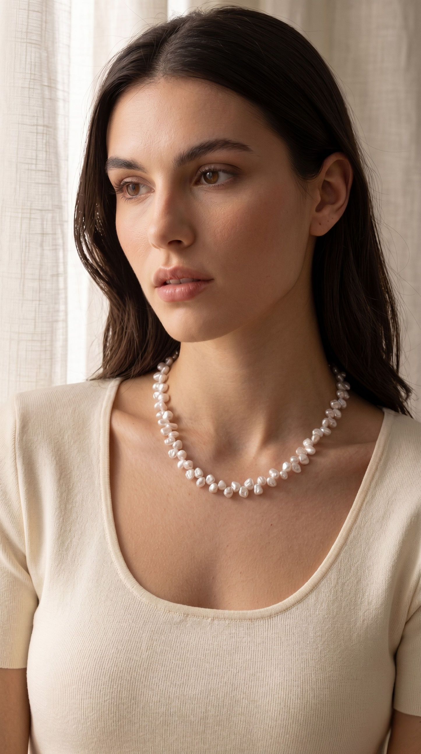 Laevie Flora Keshi Petal Pearl Necklace