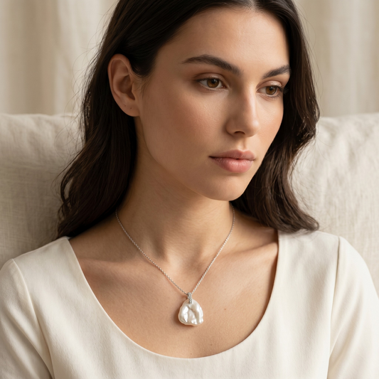 Laevie Flora Petal Pearl Pendant Necklace