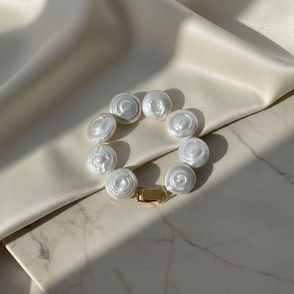 Laevie Roman Holiday 18K Gold & Coin Peal Bracelet