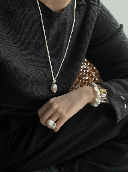 Laevie Odessa Long Baroque Pearl Statement Necklace