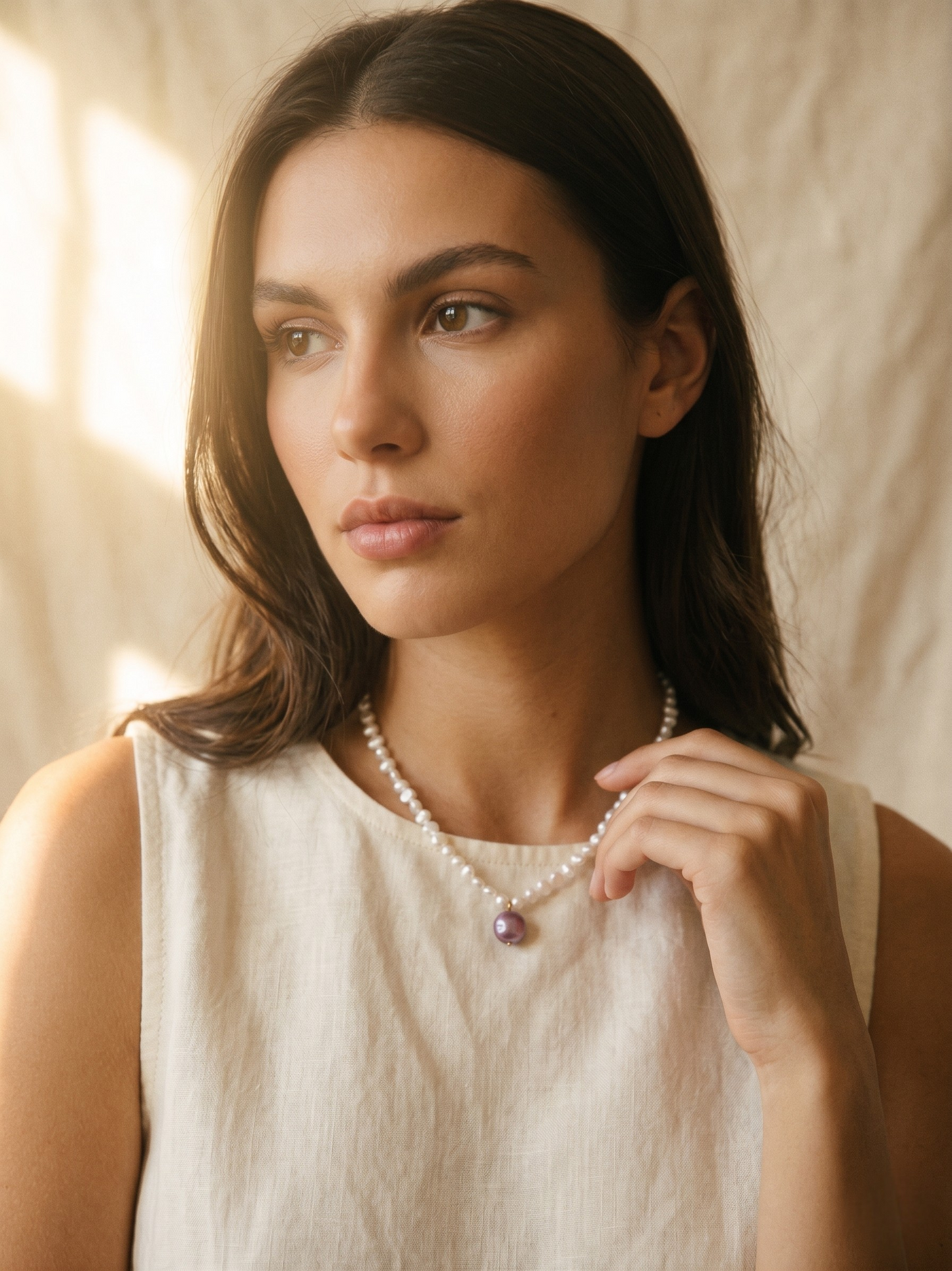 Laevie Vienna Lace Pearl & Baroque Pendant Necklace