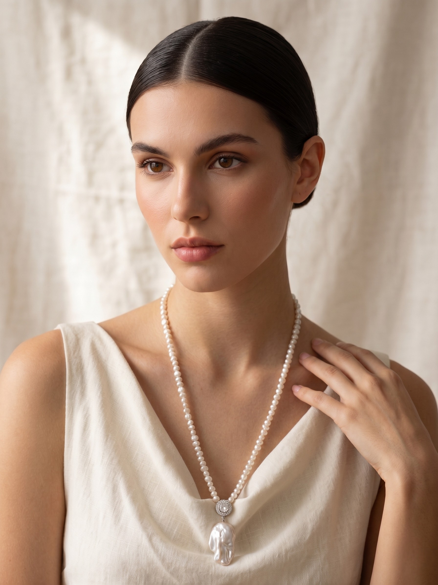 Laevie Odessa Long Baroque Pearl Statement Necklace