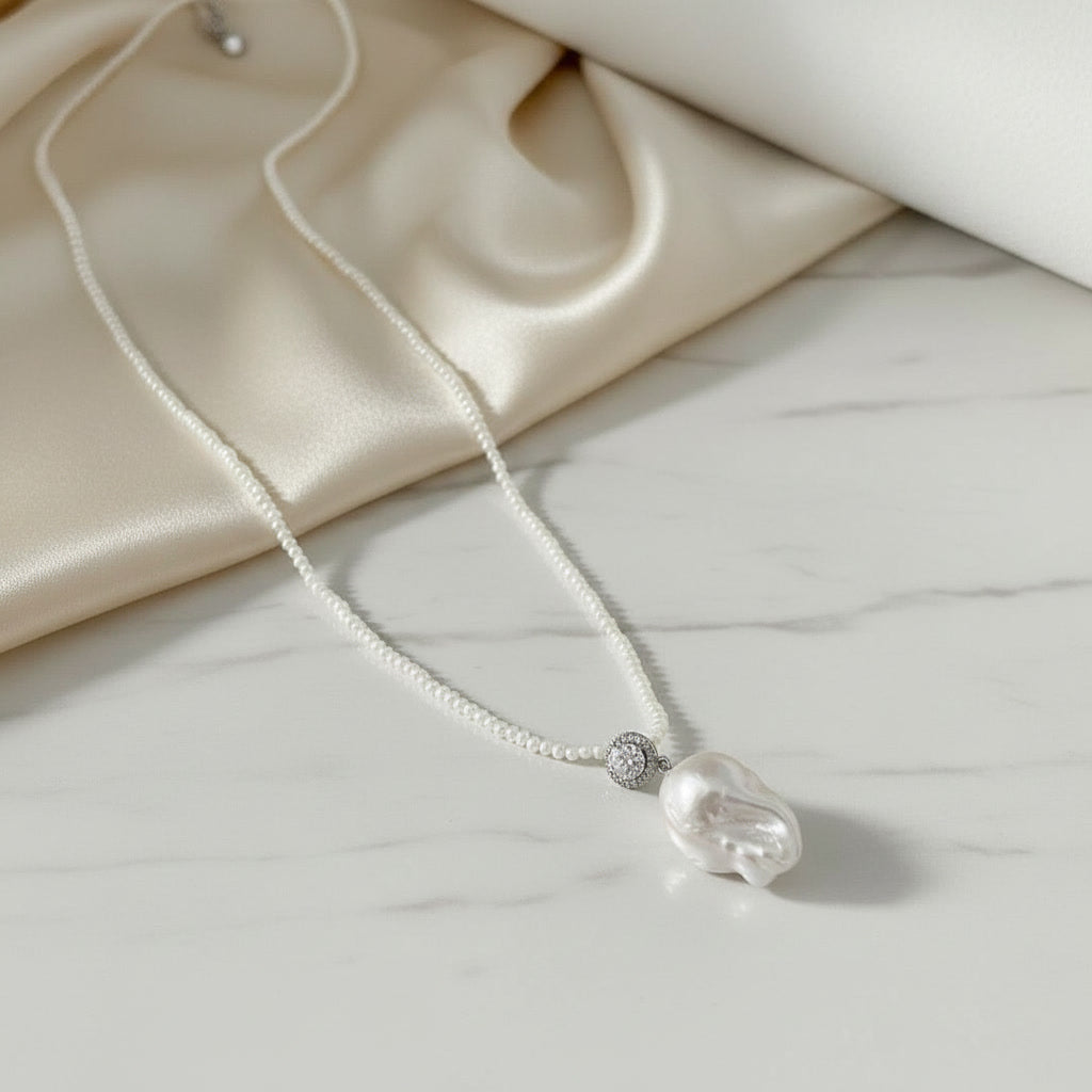 Laevie Odessa Long Baroque Pearl Statement Necklace