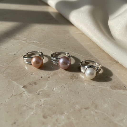 Laevie Iris Adjustable Freshwater Pearl Ring in S925 Silver